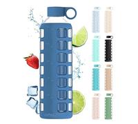 purifyou Premium Glass Water Bottle with Non-Slip Silicone Sleeve & Stainless Steel Lid Insert, 12/22 / 32 oz (Chinese Porcelain, 32 oz)