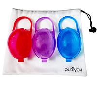 purifyou PurePouch BPA-Free Soother Pod, Nipple Shield Case & Pacifier Case, Set of 3, with Free Mesh Sack (Set of 3, Girl)
