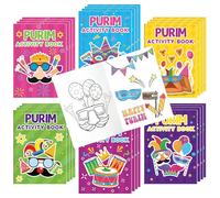 Purim Activity Books for Kids - 24Pcs Happy Purim Mini Games Coloring Book Set Bulk Mazes Word Search Word Scramble Games for School Classroom Jewish Carnival Holiday Reward DIY Art Gifts Party Favors