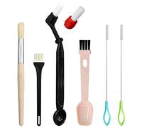 PURIMADE 7 Pcs Coffee Machine Cleaning Set - Espresso Brush With Detachable Head, Wooden Plastic Bristle Brush for Grinder, Plastic Spoon & 2 Steam Wand Brushes