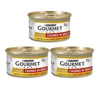 Purina Gourmet Gold Cat Food Chunks in Gravy Sauce Chicken Liver 85g Pack of 3 Nutritious Natural Adult Pets Wet Meat Snack Aged 1-7 with Welari Thank You Card | (3pack) (255g)