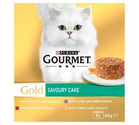 GOURMET Gold Savoury Cake Wet Cat Food - Savoury Cake Meat and Veg Variety - 8 x 85g Tins