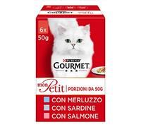 Purina Gourmet Mon Petit Wet Cat Food Delicate Creations with Fish, with Cod, Sardines, Salmon, 48 Pouches x 50 g Each (8 Packs of 6 x 50 g)