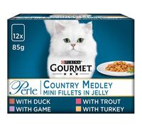 Purina Gourmet Perle Wet Cat Food Country Medley Mini Fillets in Jelly, 12 x 85g (Pack of 4)