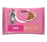 Purina ONE Bifensis Wet Food for Kitten, Junior, Baby, Up to 1 Year with Salmon and Carrots, 4 x 85 g Sachets