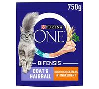 Purina ONE Adult Dry Cat Food Coat & Hairball, Rich in Chicken 750g, Pack of 4