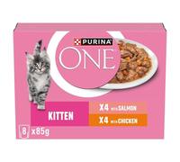 Purina ONE Kitten Mini Fillets Salmon & Chicken Wet Cat Food 8x85g (Pack of 5)