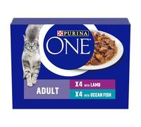 Purina ONE Adult Cat Food Fish and Lamb 8x85G, Pack of 5
