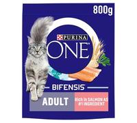 Purina ONE Adult Dry Cat Food Rich in Salmon 800g, Pack of 4