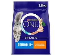Purina ONE 11+ Dry Cat Food Rich in Chicken 2.8kg, Pack of 4