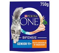 Purina ONE 11+ Dry Cat Food Rich in Chicken 750g, Pack of 4