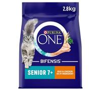 Purina ONE Senior 7+ Dry Cat Food Chicken, 3kg, transparent