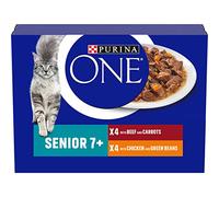 PURINA ONE Senior 7+ Mini Fillets Chicken and Beef Wet Cat Food 8x85g (Pack of 5)