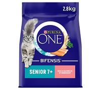Purina ONE 7+ Dry Cat Food Rich in Salmon 2.8kg, Pack of 4