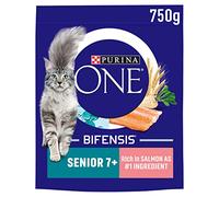 Purina ONE 7+ Dry Cat Food Rich in Salmon 750g, Pack of 4