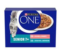 Purina ONE Senior 7+ Wet Cat Food Salmon and Ocean Fish 8x85G, Pack of 5