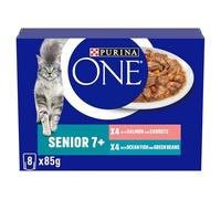 Purina ONE Senior 7+ Wet Cat Food Salmon and Ocean Fish 8x85G, Pack of 5