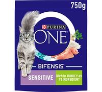 Purina ONE Sensitive Dry Cat Food Rich in Turkey 750g, Pack of 4
