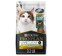 Purina Pro Plan Allergen Reducing, Weight Control Dry Cat Food, LIVECLEAR Chicken and Rice Formula - 3.2 lb. Bag