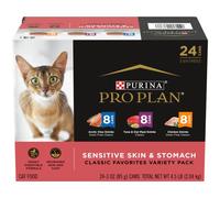 Purina Pro Plan Sensitive Skin And Stomach Wet Cat Food Variety Pack, Sensitive Skin And Stomach Entrees - (24) 3 oz. Cans