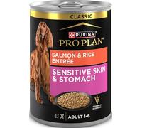Purina Pro Plan Sensitive Skin and Stomach Dog Food, Classic Wet Food with Salmon and Rice, Pack of 12, 13 oz