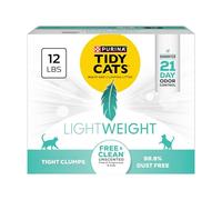Purina Tidy Cats Low Dust, Clumping Cat Litter Odor Control, Lightweight Free and Clean Unscented, Multi Cat Litter - 12 lb. Box