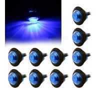 Purishion 10x 3/4"" Round LED Clearence Light Front Rear Side Marker Indicators Light for Truck Car Bus Trailer Van Caravan Boat, Taillight Brake Stop Lamp (12V, Blue)