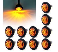 " Purishion 10x 3/4"" Round LED Clearence Light Front Rear Side Marker Indicators Light for Truck Car Bus Trailer Van Caravan Boat, Taillight Brake Stop Lamp (12V, Amber)