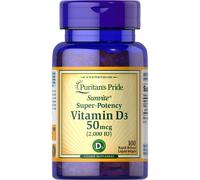 PURITAN'S PRIDE Sunvite Vitamin D, D3 2000iu, 100 Softgel Capsules