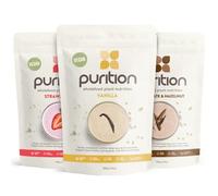 Purition Vegan Variety 3-Pack - Chocolate, Strawberry & Vanilla | High Protein Wholefood Shakes | Plant-Based Meal Replacements for Keto Diet, Weight Loss & Healthy Breakfasts | 3 x 12 Servings