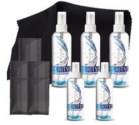 Purity Eyeglass Cleaner Mega Pack - Multi-Size Lens Cleaner Kit - 2x2oz, 3x8oz Bottles + 5 Black Premium Microfiber Cloths - Safe for All Lenses, Eyeglasses, and Screens - Streak-Free Formula
