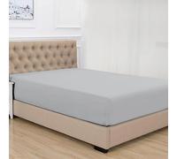 Purity Home 100% Cotton King Size Fitted Sheet 150x200 cm - Light Grey, 400 Thread Count Sateen Weave, Long Staple Cotton, Silky Feel 40cm Deep Pocket Bed Sheets King Size, True Grip Elastic Corners