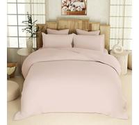Purity Home Organic 100% Cotton Double Duvet Cover Set Light Pink 200x200 cm, 3 Pieces Bedding, Lightweight & Breathable, Complete Comfort, Quilt Cover with Hidden Button Closure & Inner Ties