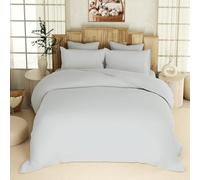 Purity Home Organic 100% Cotton SuperKing Duvet Cover Set Light Grey 260x220 cm, 3 Pieces Bedding, Crisp & Comfy, Lightweight Breathable Comfort, Secure Button Closure with Inner Ties, Cotton Bed Set