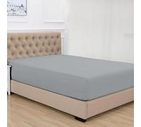 Purity Home Premium King Size Fitted Sheet with Deep Pockets - 100% Cotton - Cool, Crisp & Breathable - Percale Weave Sheets - Elastic King Size Fitted Sheets - Light Gray