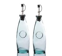 Purity Style Authentic Recycled Glass' Oil and Vinegar Drizzle Bottle Set - 2 Bottle Set with Pourers