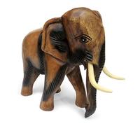 Purity Style Wooden Elephant Ornament Carved Walking (Extra Large 28cm)