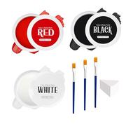 PurityPeak 3-Piece Halloween Face Paint Set Black-White-Red with Brushes and Sponge, Skin-Friendly Makeup for Kids and Adults