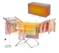 PurKeep Heated Clothes Airer with Cover - 18-Tube Electric Clothes Dryer, Foldable Heated Drying Rack for Indoor Use, Indoor Heated Drying Rack Suitable for Most Fabrics White