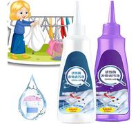 (Purle-white, 120ml-2pcs) Laundry Stain Remover Liquid - Instant Stain Removal Active Enzyme Odor Eliminator Detergent Booster For Grease Coffee Spot Cleaner