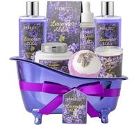 Purlezz Birthday Gifts for Women, Luxury Spa Set for Home, 8-Piece Bath Gift Set, Lavender and Lilac, Unique Gift Baskets for Women with Bath Bombs, Salt Husband