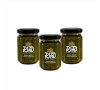 Puro Mediterraneo Traditional Raw Basil Pesto Genovese Sauce, Authentic Italian Taste in a Rich Pasta Sauce with Olive Oil, Basil and Parmesan Cheese (3 x 135g)