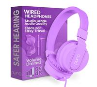 Puro Sound Labs PuroBasic Volume Limiting Wired Headphones for Kids, Foldable & Adjustable Headband w/Microphone, Compatible with Smartphones, Tablets and PC’s (Purple)