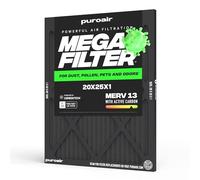 PuroAir MegaFilter - 20x25x1 Air Filter MERV 13 Activated CarbonTech Defense - Heavy Duty 3 Layer Furnace Filters Allergens, Pollen, Dust, Pet Dander, Smoke, Odors - HVAC Air Filter 20x25x1 (1-Pack)