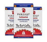Puroast Coffeehouse Espresso Roast; 30 Count,100% Biodegradable Espresso Capsule, High Antioxidant, Smooth, Compatible with Nespresso Original Line Machines*