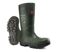 DUNLOP FieldPro Thermo+ - Unisex Full Safety Sneaker Fit Waterproof Work Boots, Green, Thermal Insulated and Slip-Resistant Wellies with Composite Toecap for Outdoor and Farm Use - EU46, UK11