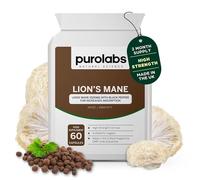 Purolabs Lions Mane Mushroom Extract Supplement 1500mg - 60 High Strength Vegan Capsules with Black Pepper - Made in The UK by Purolabs