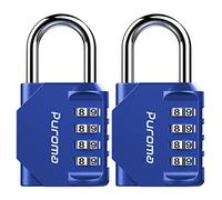 Puroma 2 Pack Combination Lock 4 Digit Locker Lock Outdoor Waterproof Padlock for School Gym Locker, Sports Locker, Fence, Toolbox, Gate, Case, Hasp Storage (Blue)