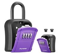 Puroma Key Lock Box, Portable Combination Lockbox Wall-Mounted Key Storage Box for House Keys, Resettable Code Safe Security Lock Box for Home, Office, Apartment Spare Key Storage (1 Pack, Purple)