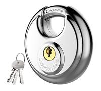 Puroma Keyed Padlock, Stainless Steel Discus Locker Lock Heavy Duty Locks with 3 Keys, Waterproof Outdoors Gate Storage Unit Lock with 3/8 Inch Shackle for Warehouse, Gym Storage Locker (1 Pack)